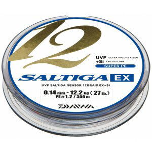 Daiwa Pletená Šnůra Saltiga 12 Braied EX+SI 300m Délka: 300 m, Nosnost: 12,2 kg, Průměr: 0,14mm