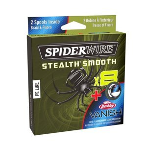 Spiderwire Pletená Šňůra s Fluorocarbonem STLTH Smooth8 Green 150m Nosnost: 6kg, Průměr: 0,09mm/0,30mm