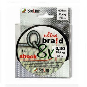 Broline Pletená Šnůra Q-braid Shock 8x Černá 50m Nosnost: 19,7kg, Průměr: 0,25mm