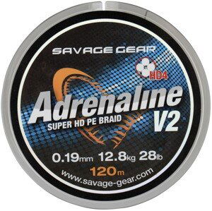 Savage Gear Pletená Šňůra HD4 Adrenaline V2 Grey  120m Nosnost: 4,5kg, Průměr: 0,08mm