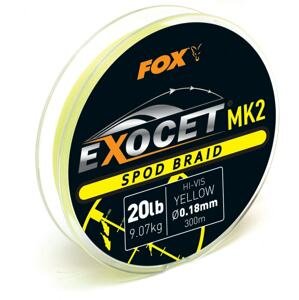 Fox Šňůra Exocet MK2 Spod Braid Yellow 300m Varianta: 20lb, Nosnost: 9,07kg, Průměr: 18mm