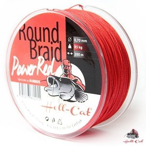 Hell-Cat Splétaná šňůra Round Braid Power Red 1000m Nosnost: 57,5kg, Průměr: 0,50mm