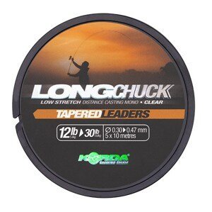 Korda Šokový Vlasec LongChuck Tapered Leaders Clear 5x10 m Nosnost: 12-30lb, Průměr: 0,30-0,47mm