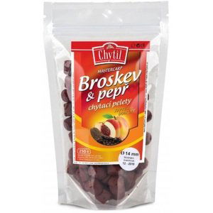 Chytil chytací pelety s dírkou 250 g - příchuť broskov/pepř - průměr 20 mm