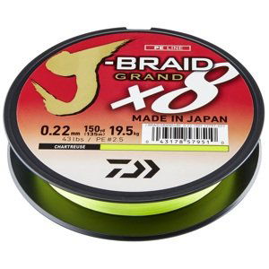 Daiwa splétaná šňůra j-braid grand x8e zelená 135 m - 0,16 mm 10 kg