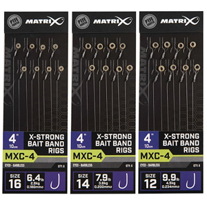 Matrix návazec mxc-4 4” x-strong bait band rigs - velikost háčku 14 nosnost 3,6 kg