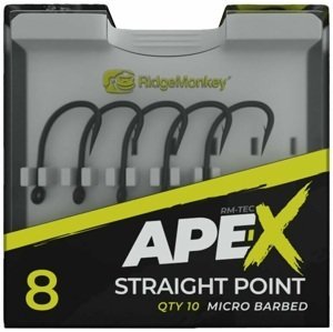 Ridgemonkey háček ape-x straight point barbed 10 ks - velikost 8