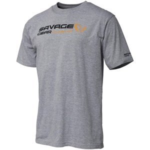 Savage gear triko signature logo t shirt grey melange - s