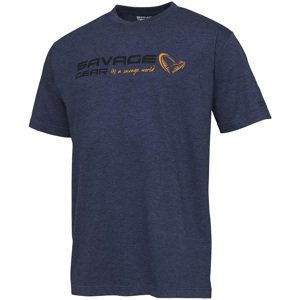 Savage gear triko signature logo t shirt blue melange - xl