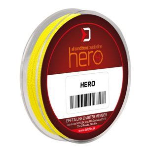 Delphin návazcová šňůra hero 4  fluo žlutá 15 m - 0,12 mm 8,20 kg