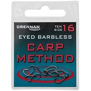 Drennan háčky bez protihrotu eyed carp method barbless - velikost 12