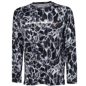 Savage gear triko night uv long sleeve t shirt black waterprint - s