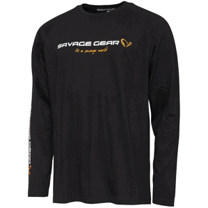 Savage gear triko signature logo long sleeve t shirt black caviar - m