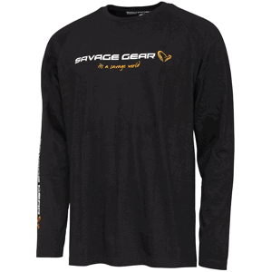 Savage gear triko signature logo long sleeve t shirt black caviar - xl