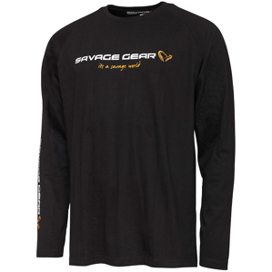 Savage gear triko signature logo long sleeve t shirt black caviar - xxl