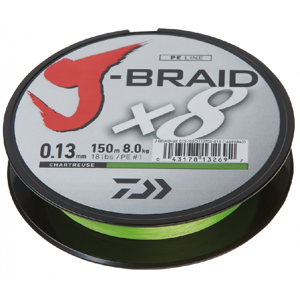 Daiwa splétaná šňůra j-braid chartreuse 150 m-průměr 0,18 mm / nosnost 12 kg