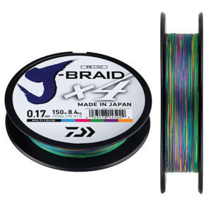 Daiwa splétaná šňůra j-braid multi color 300 m-průměr 0,10 mm / nosnost 6 kg