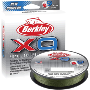 Berkley splétaná šňůra x9 low vis green-průměr 0,40 mm / nosnost 45,6 kg