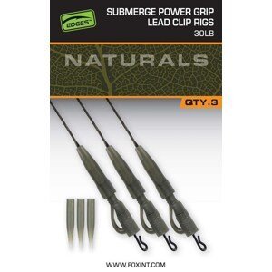 Fox Montáž Naturals Submerge Power Grip Lead Clip Leaders 75cm 3ks Nosnost: 30lb