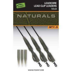 Fox Koncová Montáž Naturals Leadcore Power Grip Lead Clip Leaders 75cm 50lb 3ks