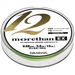 Daiwa Pletená Šňůra Morethan 12 Braid  Lime Green 135m Nosnost: 16,2kg, Průměr: 0,18mm