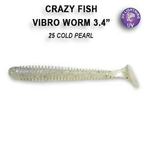 Crazy Fish Gumová Nástraha Vibro Worm 8,5cm 5 Ks Barva: 25 cold pearl, Délka cm: 8,5cm