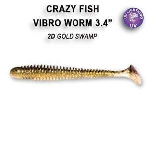 Crazy Fish Gumová Nástraha Vibro Worm 8,5cm 5 Ks Barva: 2D gold swamp, Délka cm: 8,5cm