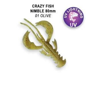 Crazy Fish Gumová Nástraha Nimble  Floating 8cm 7 ks Barva: 1 olive, Délka cm: 8cm