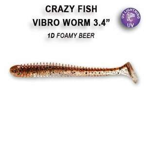 Crazy Fish Gumová Nástraha Vibro Worm 8,5cm 5 Ks Barva: 1D Foamy Beer, Délka cm: 8,5cm