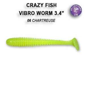Crazy Fish Gumová Nástraha Vibro Worm 8,5cm 5 Ks Barva: 6 chartreuse floating, Délka cm: 8,5cm