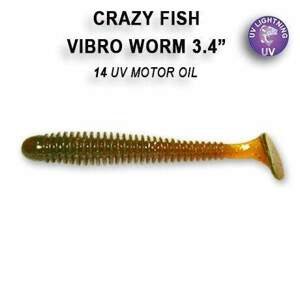 Crazy Fish Gumová Nástraha Vibro Worm 8,5cm 5 Ks Barva: 14 motor oil floating, Délka cm: 8,5cm