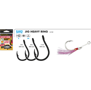 Kamatsu Háčky Assis Hook Jig Heavy Ring 2ks Nosnost: 300lb, Velikost háčku: #9/0