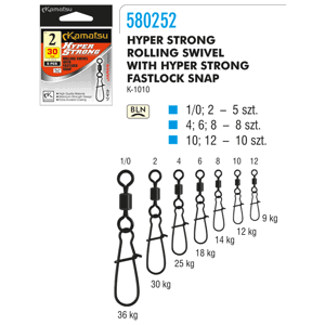 Kamatsu Karabinky Hyper Strong RSWFS 5ks Nosnost: 30kg, Počet kusů: 5ks, Velikost: #2