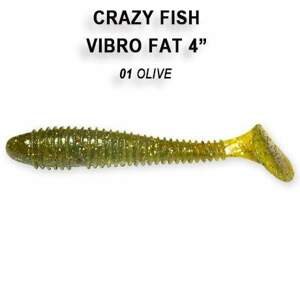 Crazy Fish Gumová Nástraha Vibro Fat 10cm 4ks Barva: Olive, Délka cm: 10cm