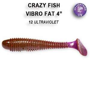 Crazy Fish Gumová Nástraha Vibro Fat 10cm 4ks Barva: ULTRAVIOLET, Délka cm: 10cm