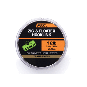 Fox vlasec Edges Zig and Floater Hooklink Trans Khaki - 15lb (0.30mm)
