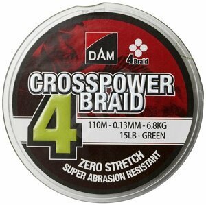 DAM pletená šňůra Crosspower 4-Braid 150m 0.20mm 9,9kg GREEN