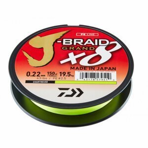 Daiwa pletená šňůra J-Braid Grand X8E 135m Chartreuse 0,10mm 7,0kg