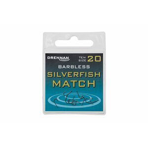 Drennan háčky bez protihrotu Silverfish Match Barbless vel. 20