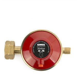 Regulátor tlaku Gimeg 30 Mbar Kombi se závitem 1/4" s tlakovou pojistkou Barva: červená