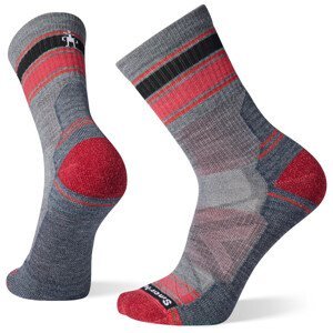 Pánské ponožky Smartwool Hike Light Cushion Striped Mid Crew Velikost: XL / Barva: šedá/červená