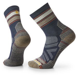 Pánské ponožky Smartwool Hike Light Cushion Striped Mid Crew Velikost: L / Barva: modrá/šedá