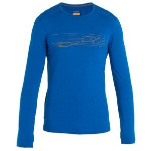 Pánské triko Icebreaker M 200 Oasis LS Crewe Ski Stripes Velikost: XXL / Barva: modrá