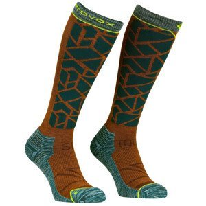Pánské podkolenky Ortovox Ski Tour Comp Long Socks M Velikost ponožek: 39-41 / Barva: oranžová/šedá