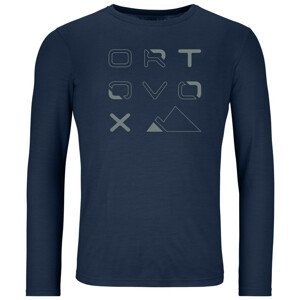 Pánské triko Ortovox 185 Merino Brand Outline Ls M Velikost: M / Barva: modrá