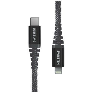 Nabíjecí a datový kabel Swissten Kevlar USB-C/Lightning 1,5 m Barva: tmavě šedá