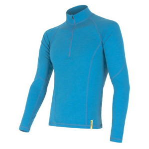 Pánské triko Sensor DF Merino Wool dl.r. zip Velikost: L / Barva: modrá