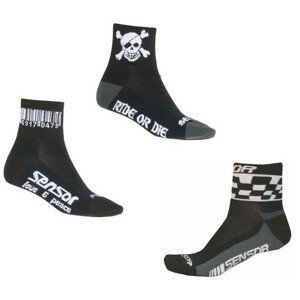 Cyklistické ponožky Sensor Race Code-Pirate-Chess 3-pack Velikost ponožek: 35-38 (3-5) / Barva: černá