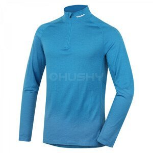 Pánské funkční triko Husky Merino zip, dl.rukáv Velikost: XL / Barva: modrá