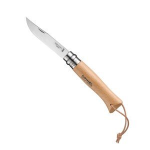 Zavírací nůž Opinel Vri N°08 Inox rukojeť buk + kožený provázek